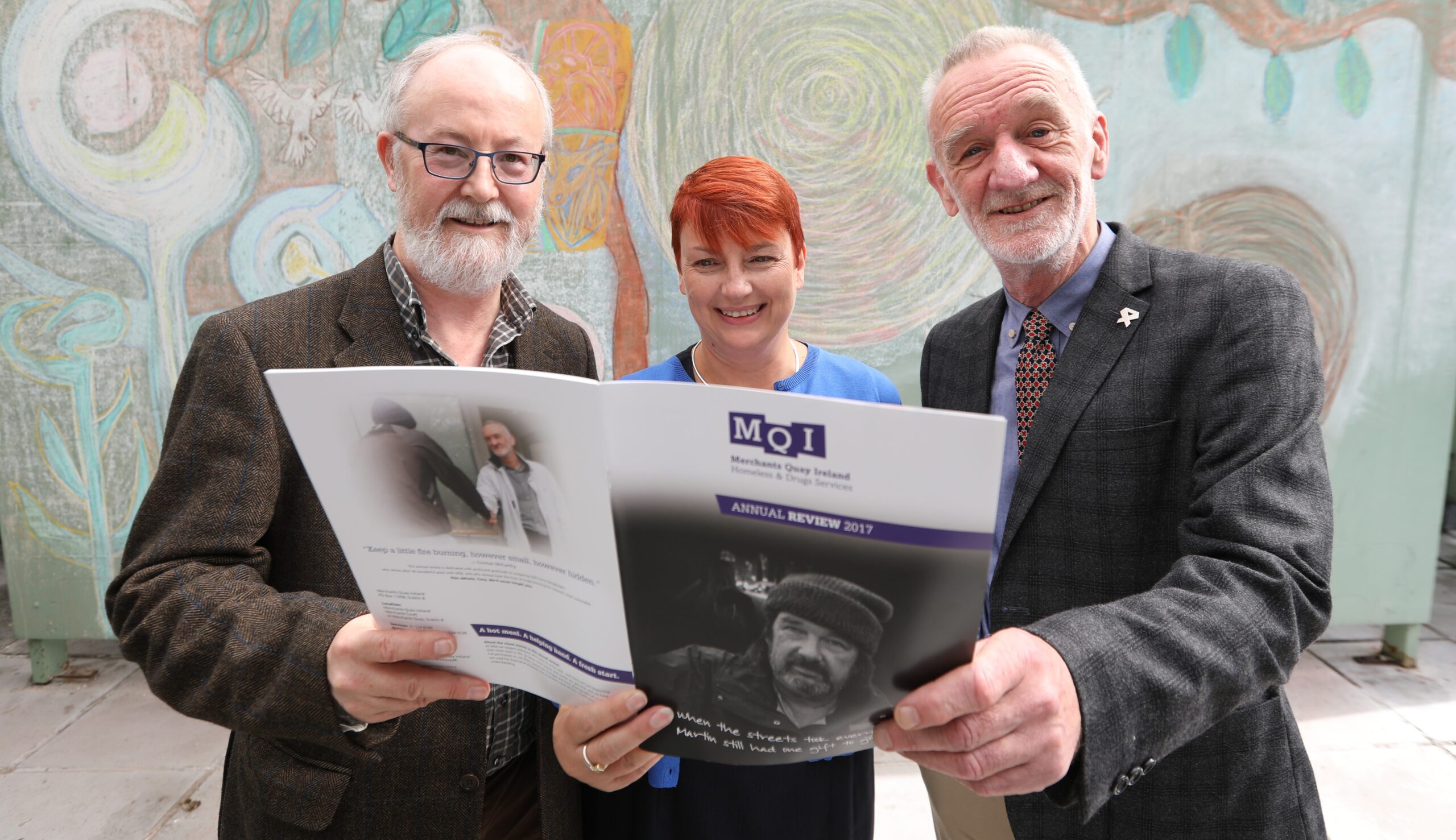 NO REPRO FEE 14/09/2018 Merchants Quay Ireland Homeless and Drugs Services publish their annual report. Pictured are (LtoR) Mike Price Chairtman, Board of Directors, Paula Byrne the new CEO OF Merchants Quay Ireland, Catherine Byrne Minister of State for Health Promotion and Tony Geoghegan outgoing CEO of Merchants Quay Ireland Homeless and Drugs Services. Photo: Sasko Lazarov/Photocall Ireland